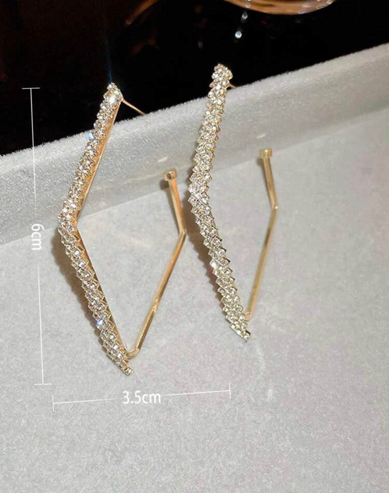 Rhinestone Decor Geometric Cuff Hoop Earrings