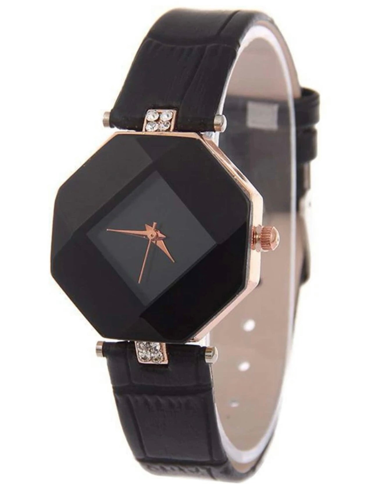 2pcs Polygon Quartz Watch With Bracelet Set