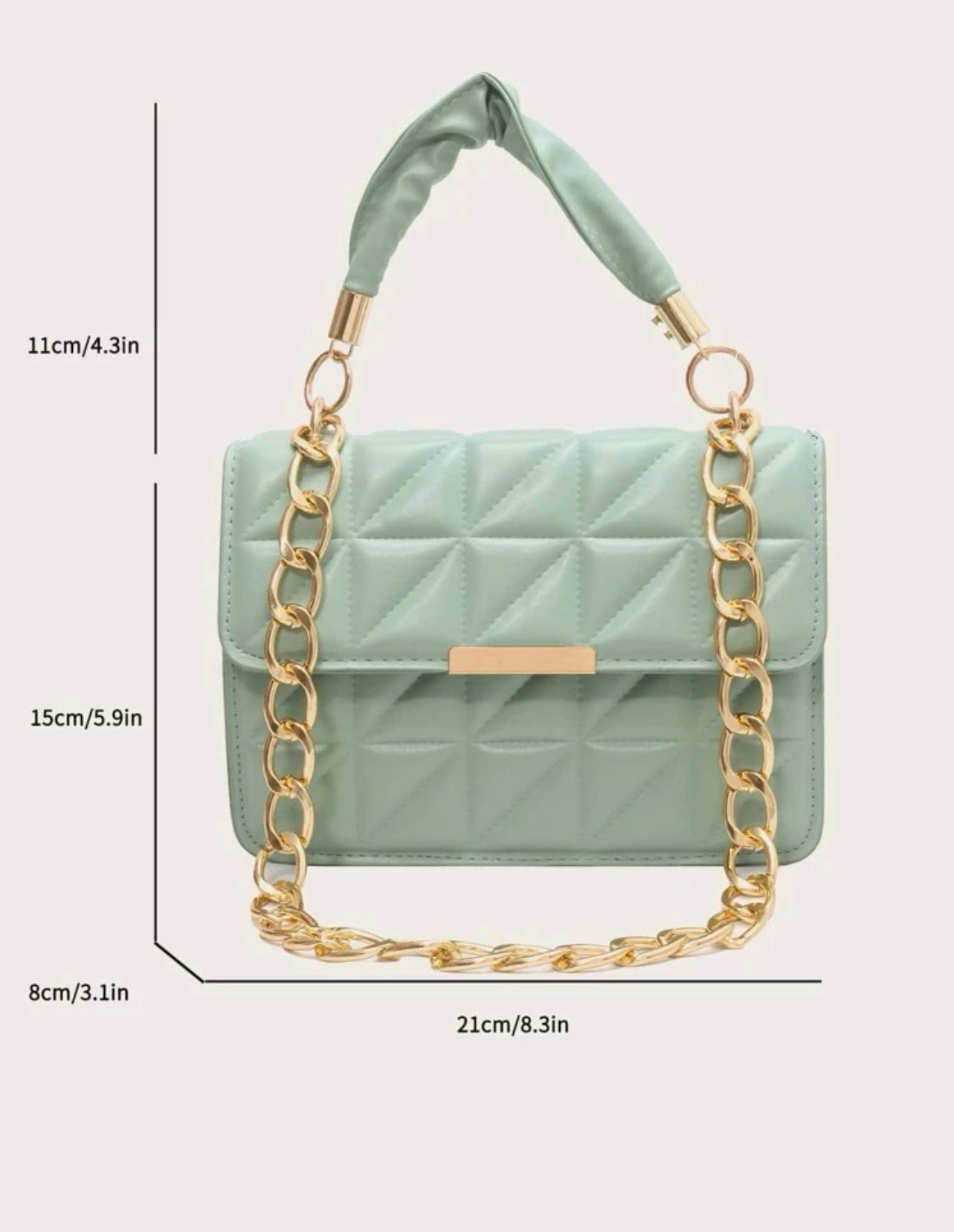 Quilted Pattern Ruched Detail Chain Square Bag